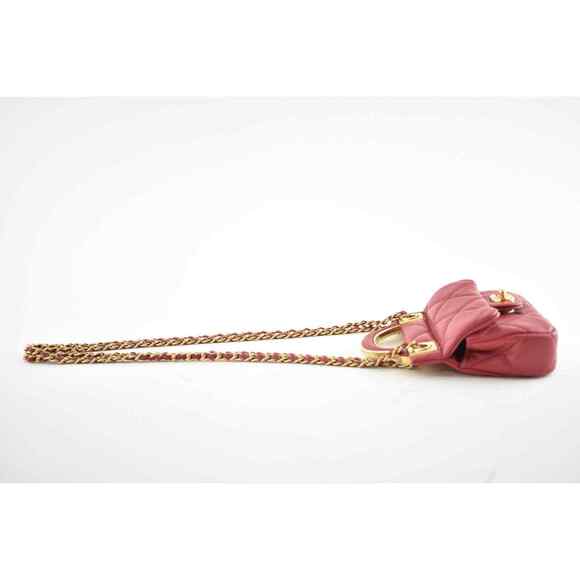 Chanel 21A Pink Mini Flap Card Holder With Chain Handle Shoulder Crossbody Bag - Picture 7 of 12